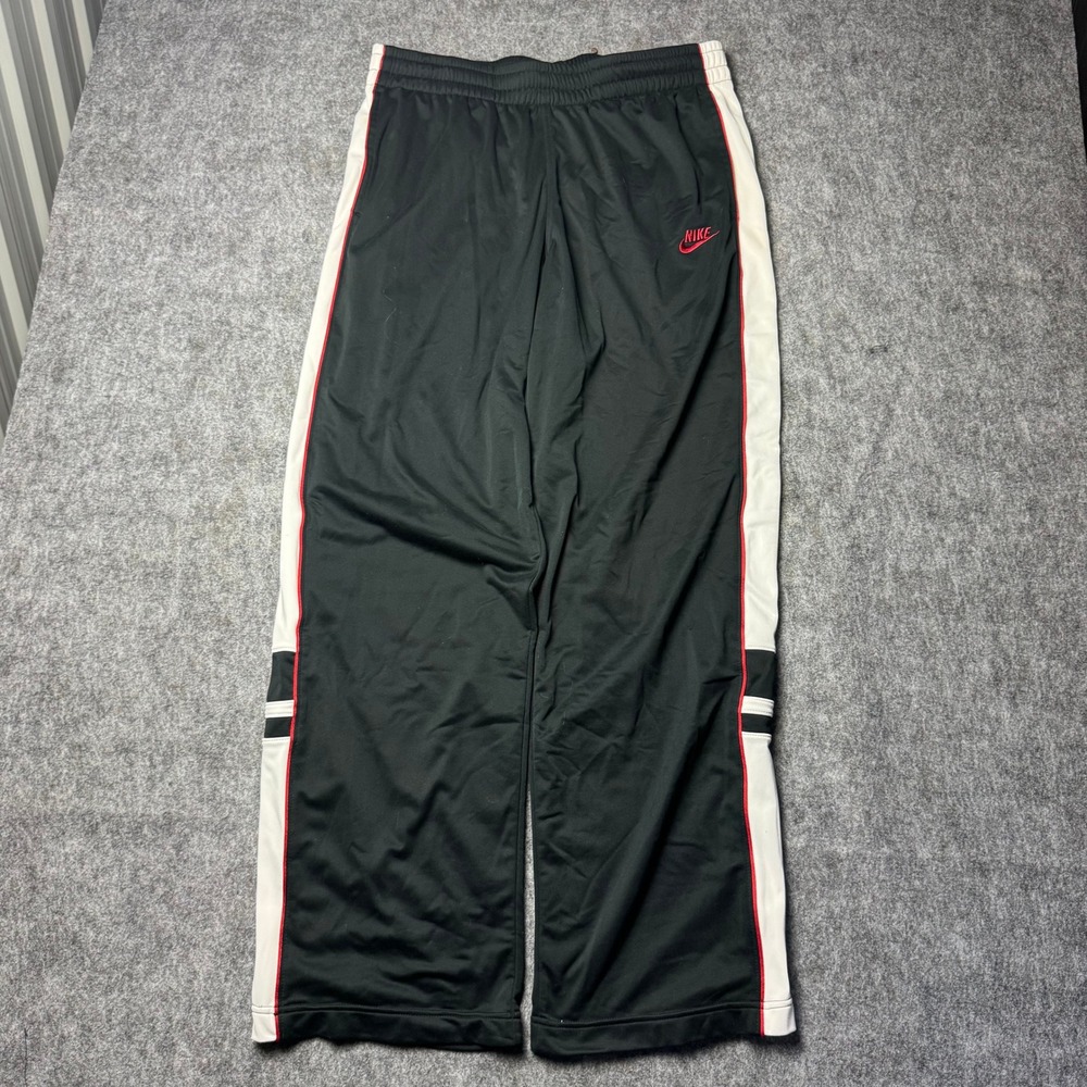 Nike Track Pants Y2K Black Red Side Stripe Wide Leg Mens XL